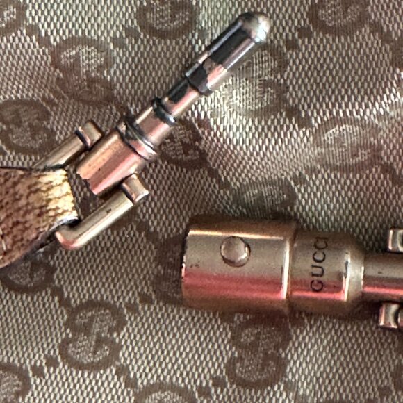 Gucci | GG Monogram Brown and Tan Canvas and Leather Nailhead Jackie Bardot Bag - Picture 8 of 13